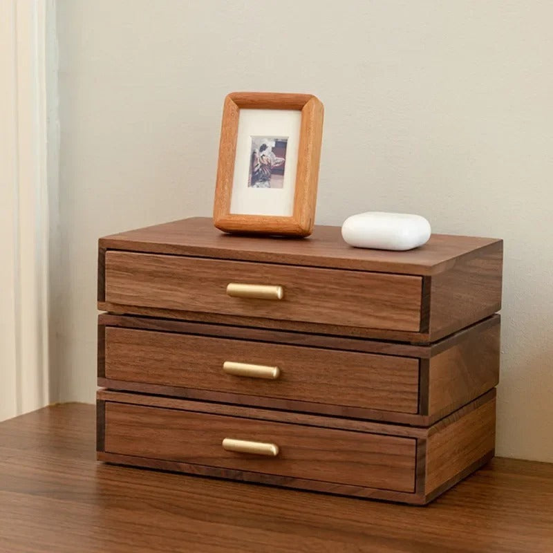 Solid Wood Drawer Cosmetics Storage Box