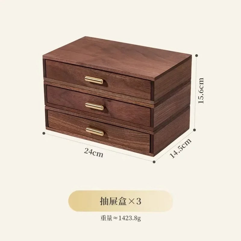 Solid Wood Drawer Cosmetics Storage Box